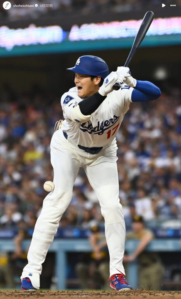大谷翔平 死球 インスタグラム